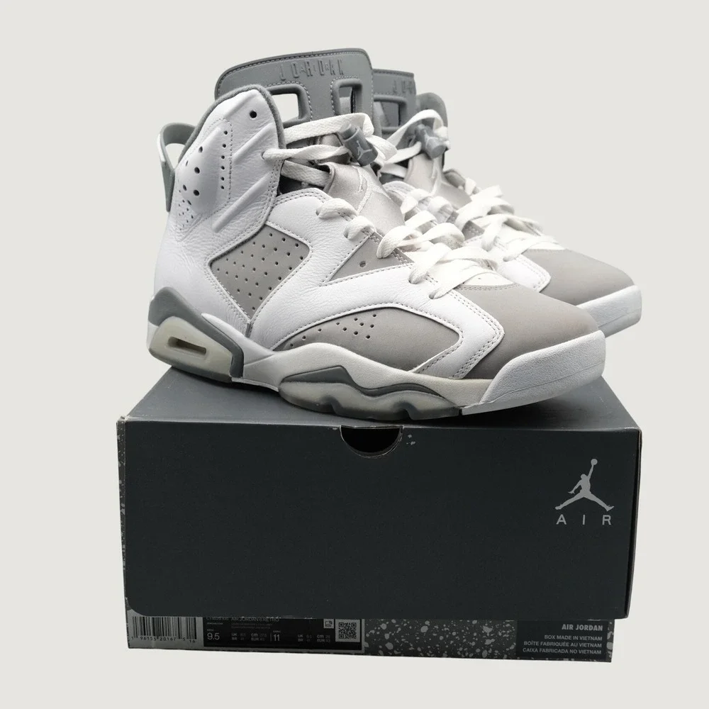 Nike Air Jordan 6 Retro Mens White Cool Grey CT8529-100 Size 9.5 High Top
